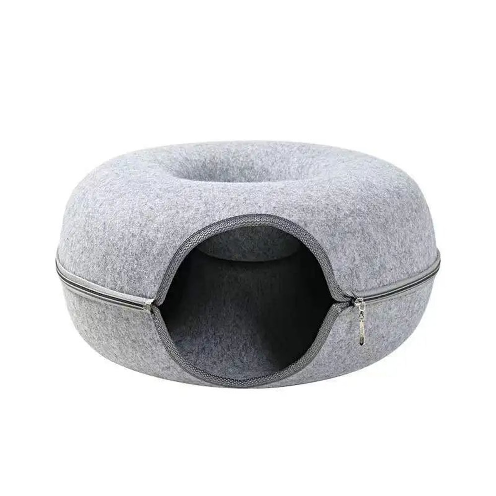Cozy Donut Cat Tunnel Bed With Natural Felt Cave 6