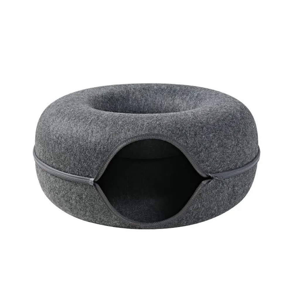 Cozy Donut Cat Tunnel Bed With Natural Felt Cave 7