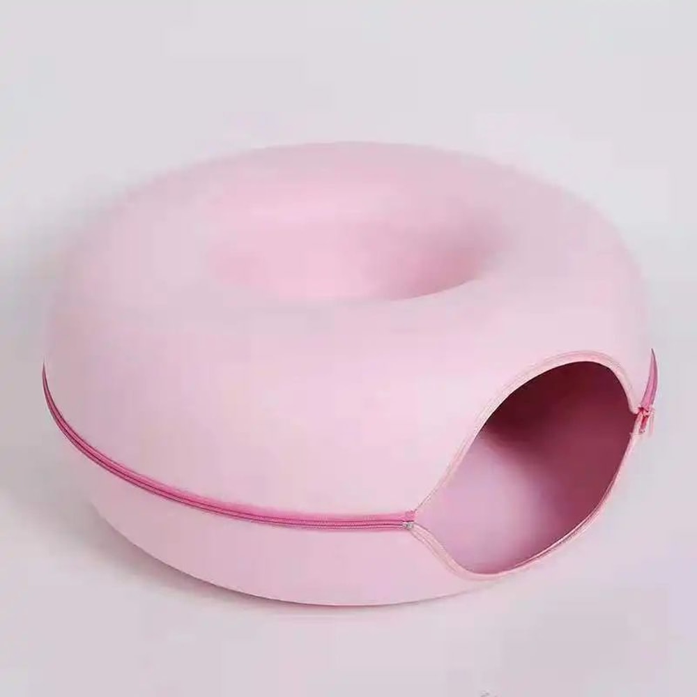 Cozy Donut Cat Tunnel Bed With Natural Felt Cave 9
