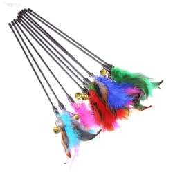5-piece cat feather wand toy set with bells