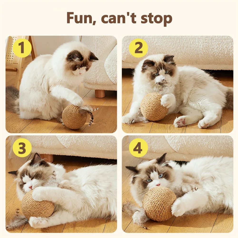 10CM Sisal Cat Scratching Ball Interactive Claw Care Toy 2