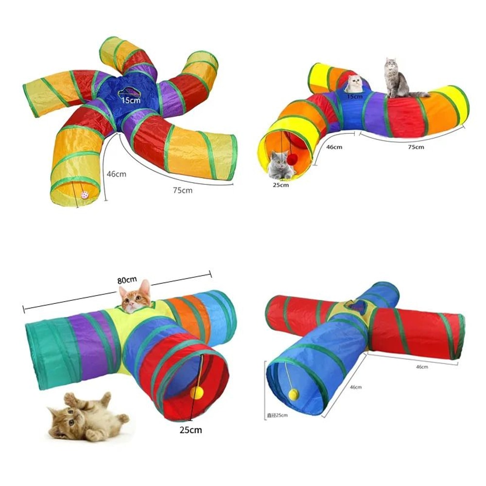 Rainbow Cat Tunnel Interactive Play Tube For Indoor Cats Small Dogs 4