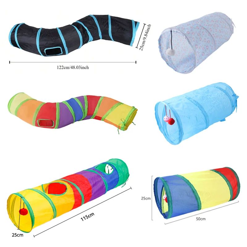 Rainbow Cat Tunnel Interactive Play Tube For Indoor Cats Small Dogs 5