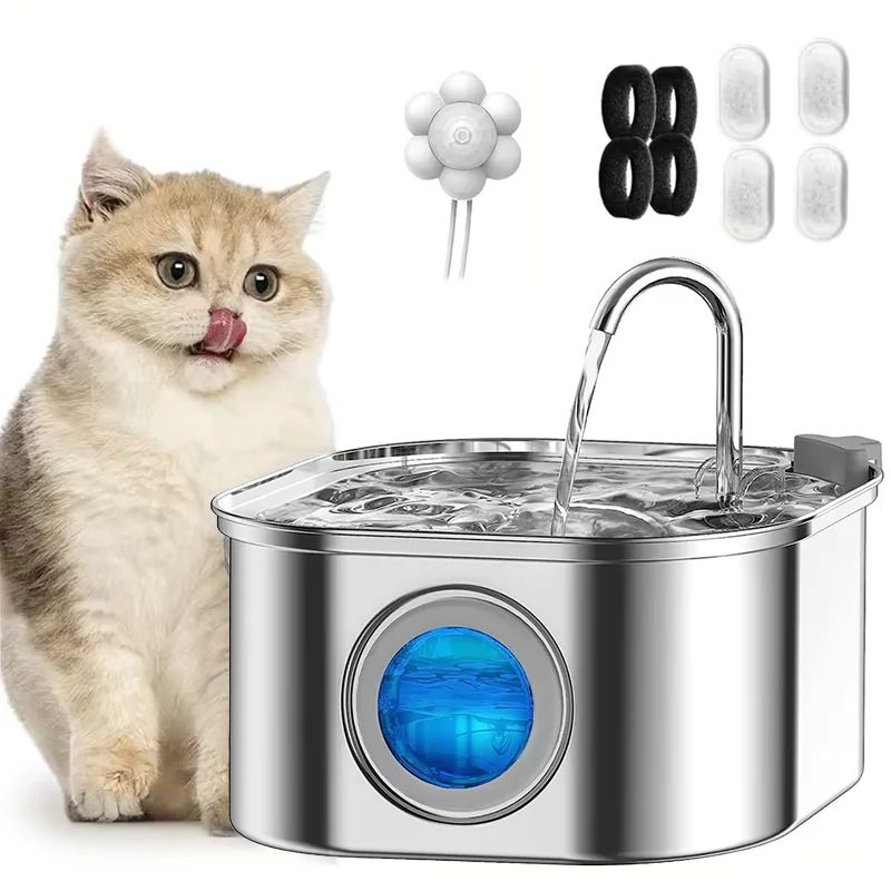 PureFlow 32L Cat Water Fountain Stainless Steel Automatic Pet Water Dispenser 0