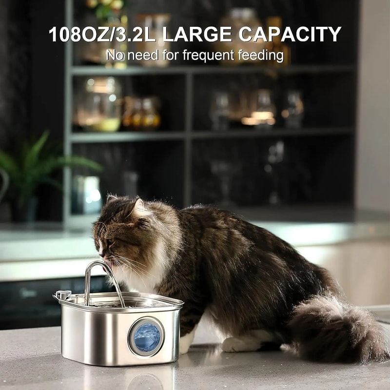 PureFlow 32L Cat Water Fountain Stainless Steel Automatic Pet Water Dispenser 5