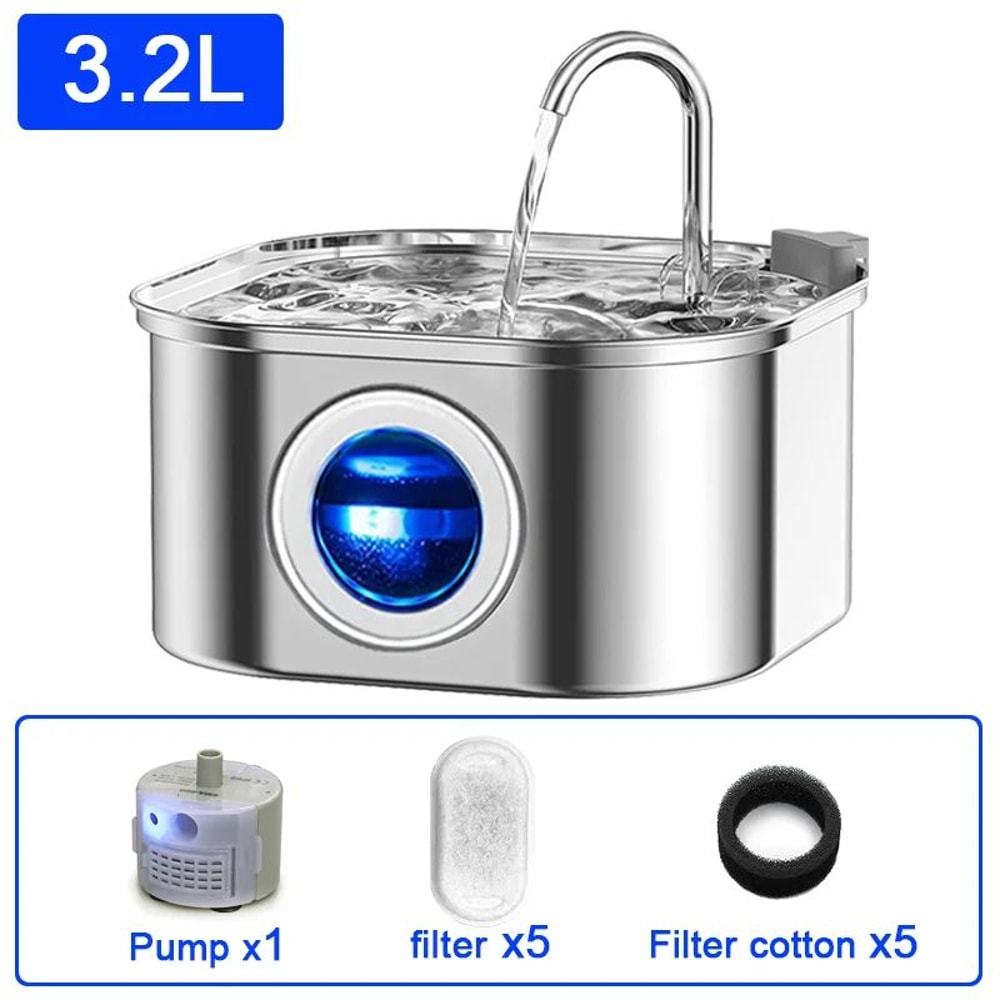 PureFlow 32L Cat Water Fountain Stainless Steel Automatic Pet Water Dispenser 8
