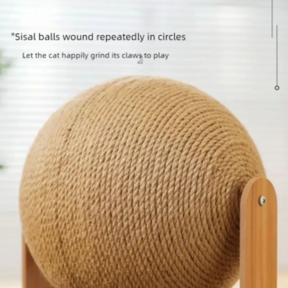 2in1 Cat Scratcher Wooden Sisal Ball Toy For Indoor Cats Kittens 3