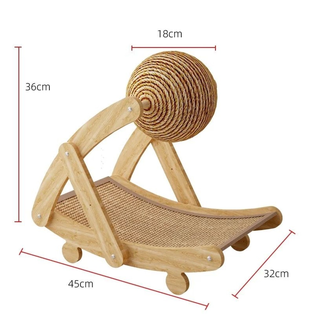 2in1 Cat Scratcher Wooden Sisal Ball Toy For Indoor Cats Kittens 6