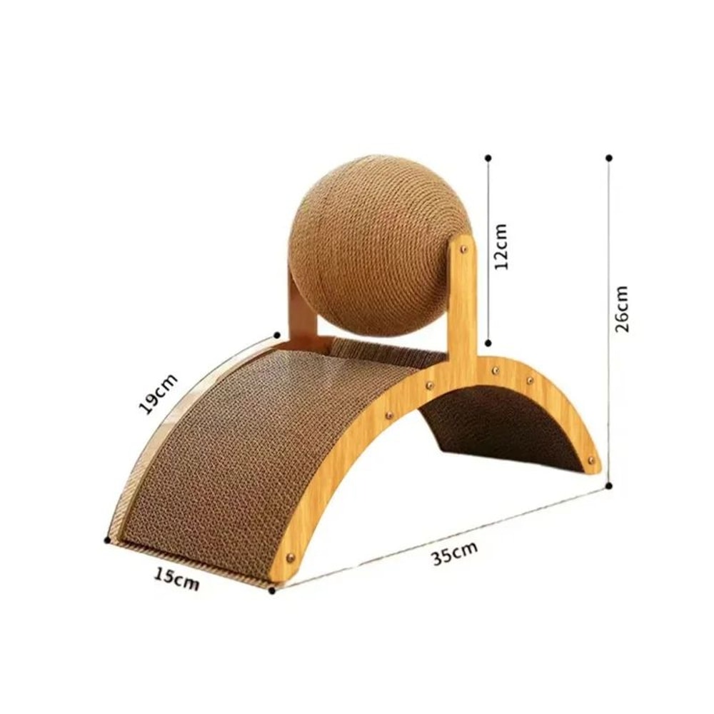 2in1 Cat Scratcher Wooden Sisal Ball Toy For Indoor Cats Kittens 7