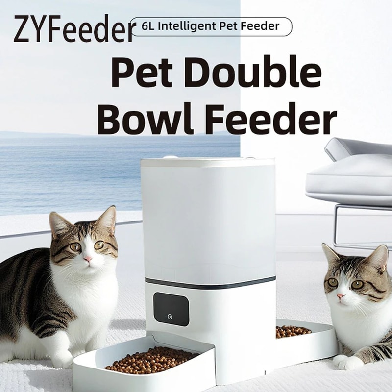 Smart WiFi Automatic Pet Feeder With 6L Double Bowl 0