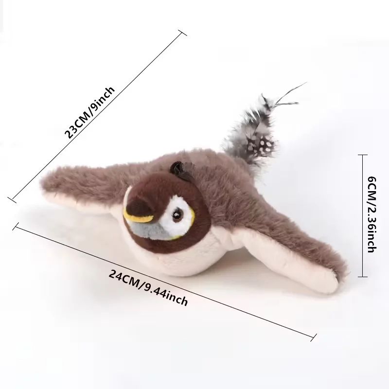 Interactive Cat Toy Flapping Sparrow USB Rechargeable Chirping Bird For Active Indoor Cats 5