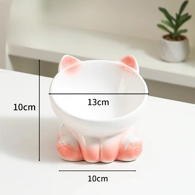 Ceramic Elevated Tilted Cat Bowl For Comfortable Feeding 3