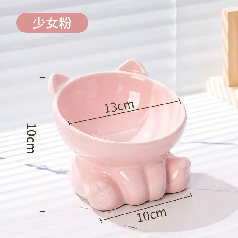 Ceramic Elevated Tilted Cat Bowl For Comfortable Feeding 10