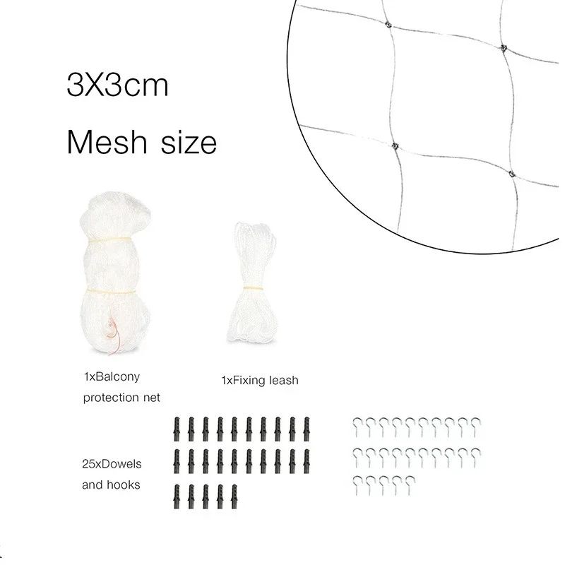 Cat Balcony Safety Net With Steel Wire Reinforced Pet Mesh 5