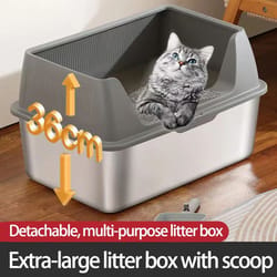 xl stainless steel cat litter box with lid and high sides