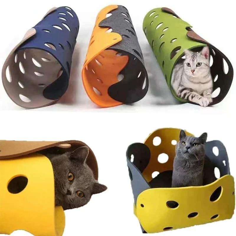 Cozy Felt Cat Tunnel Toy For Interactive Play And Napping 1