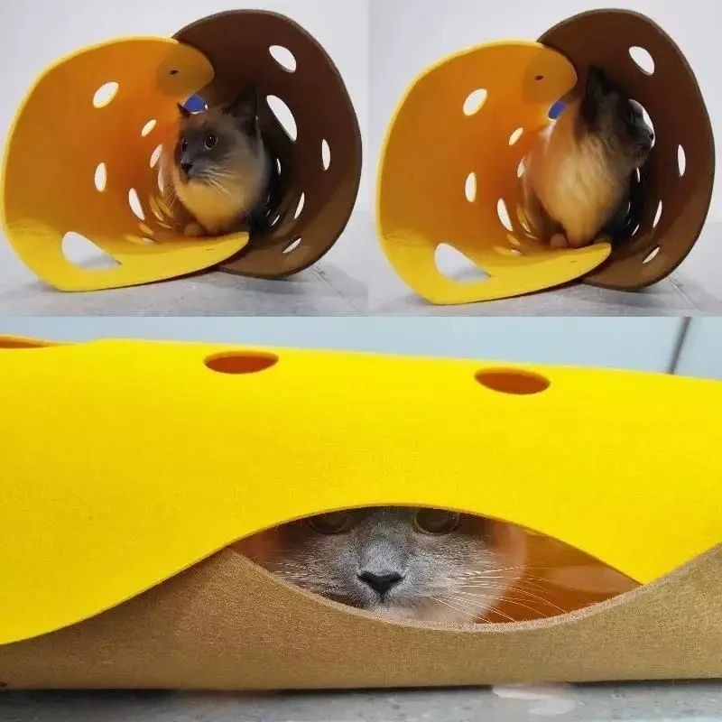 Cozy Felt Cat Tunnel Toy For Interactive Play And Napping 5