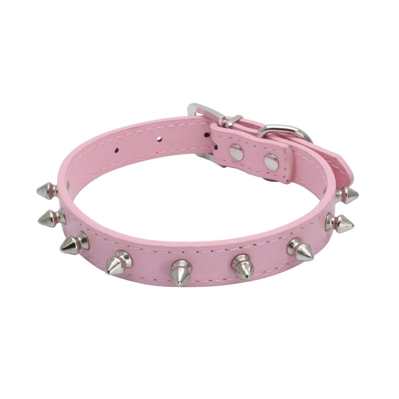 Spiked Leather Pet Collar For Dogs Cats Adjustable Studded Neck Strap For Small Medium Large Pet 5