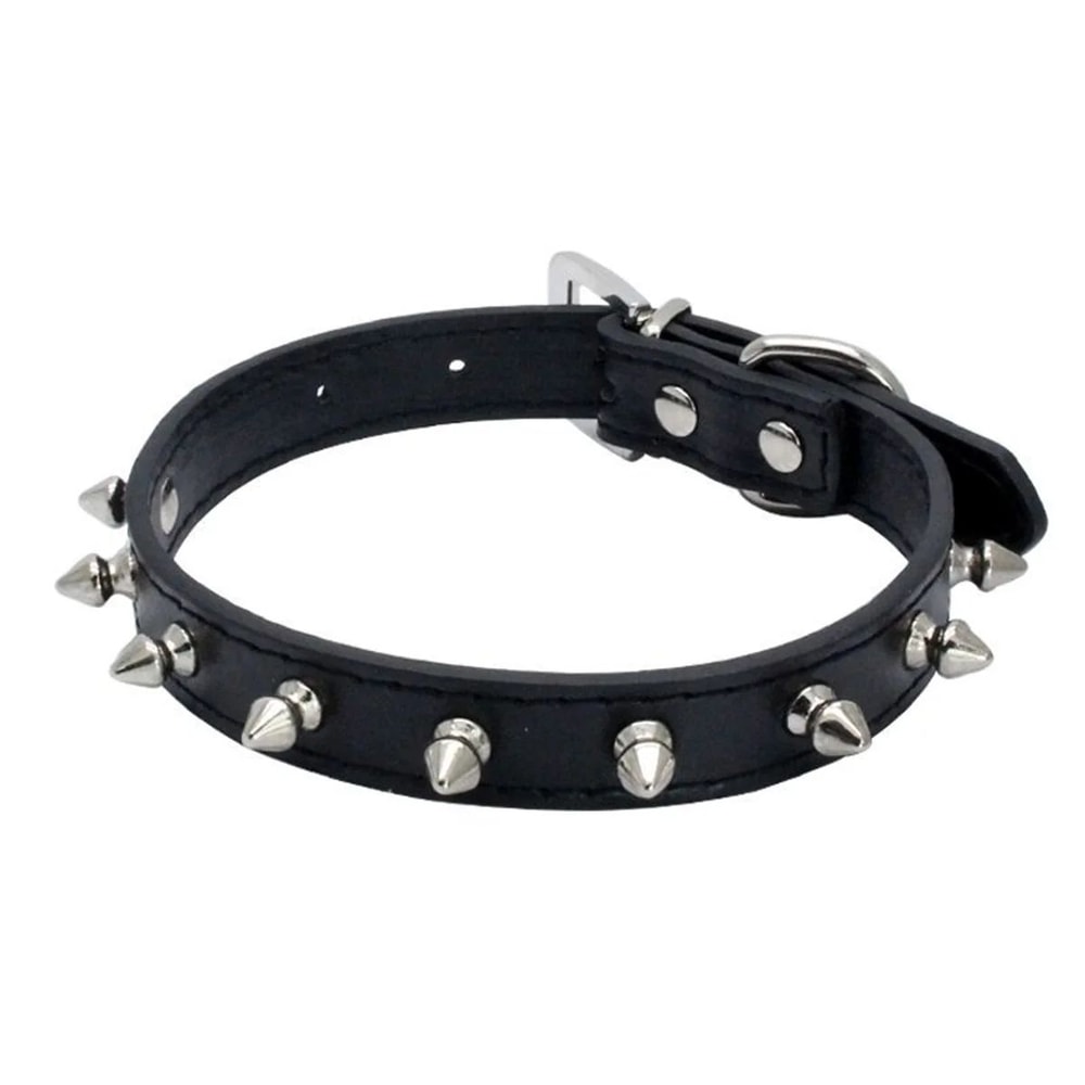 Spiked Leather Pet Collar For Dogs Cats Adjustable Studded Neck Strap For Small Medium Large Pet 7