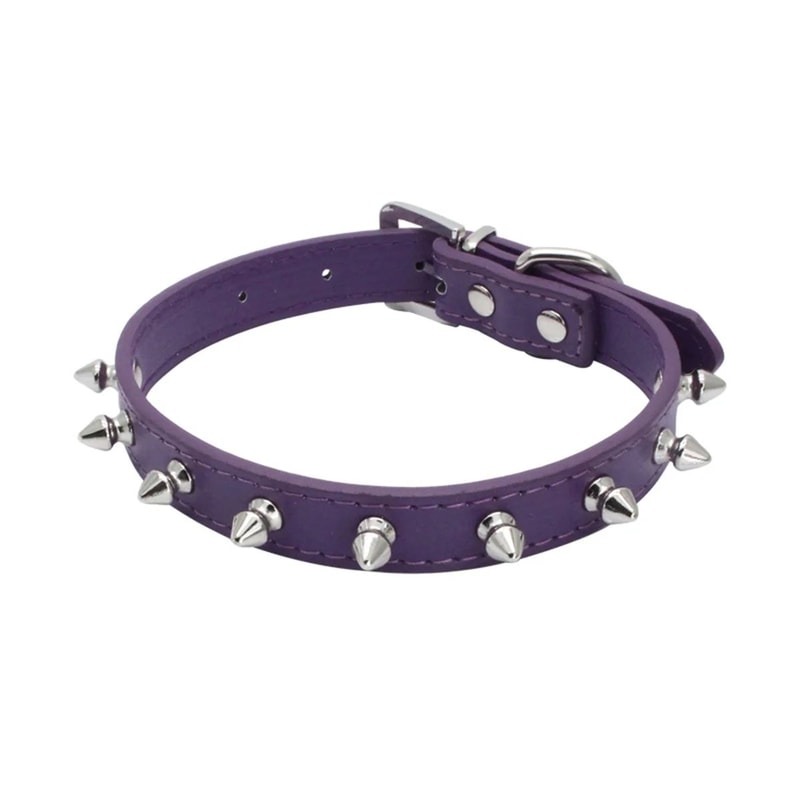 Spiked Leather Pet Collar For Dogs Cats Adjustable Studded Neck Strap For Small Medium Large Pet 11