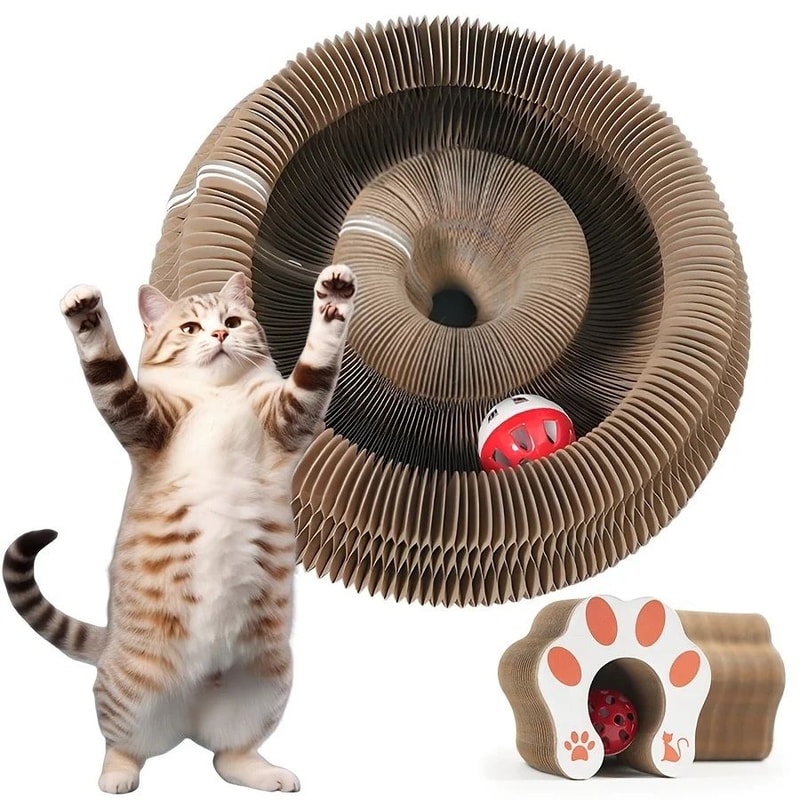 ShapeShifting Accordion Cat Scratching Board With Ball 0