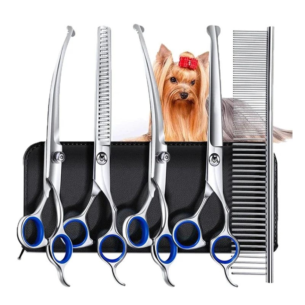 Professional 5in1 Pet Grooming Scissors Set For Dogs Cats 0