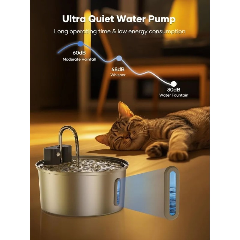 VOFORD 32L Wireless Stainless Steel Cat Water Fountain 3