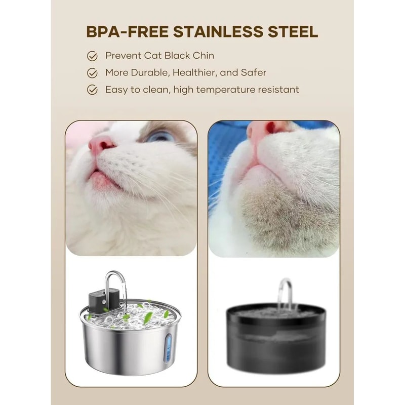 VOFORD 32L Wireless Stainless Steel Cat Water Fountain 4