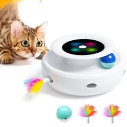 smart 2-in-1 interactive cat toy with automatic feather ball