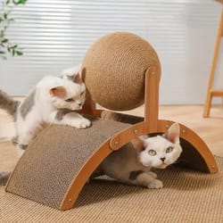 wooden sisal cat scratching ball toy