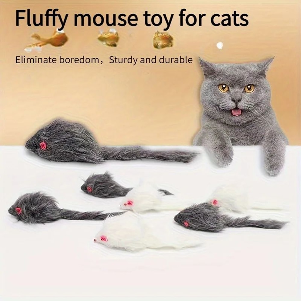 Realistic Plush Mouse Cat Mouse Toy Set For Interactive Kitten Play 2