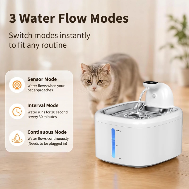 35L Wireless Cat Water Fountain With Motion Sensor And Stainless Steel Tray 1