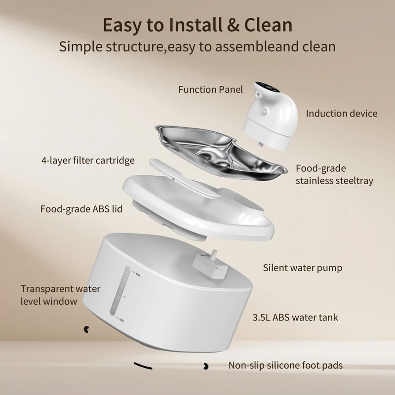 35L Wireless Cat Water Fountain With Motion Sensor And Stainless Steel Tray 5