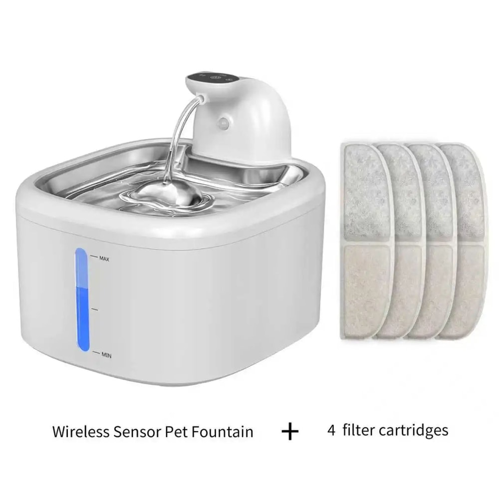 35L Wireless Cat Water Fountain With Motion Sensor And Stainless Steel Tray 7