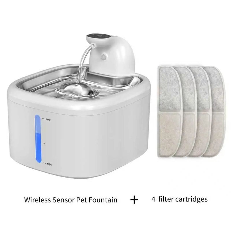 35L Wireless Cat Water Fountain With Motion Sensor And Stainless Steel Tray 7