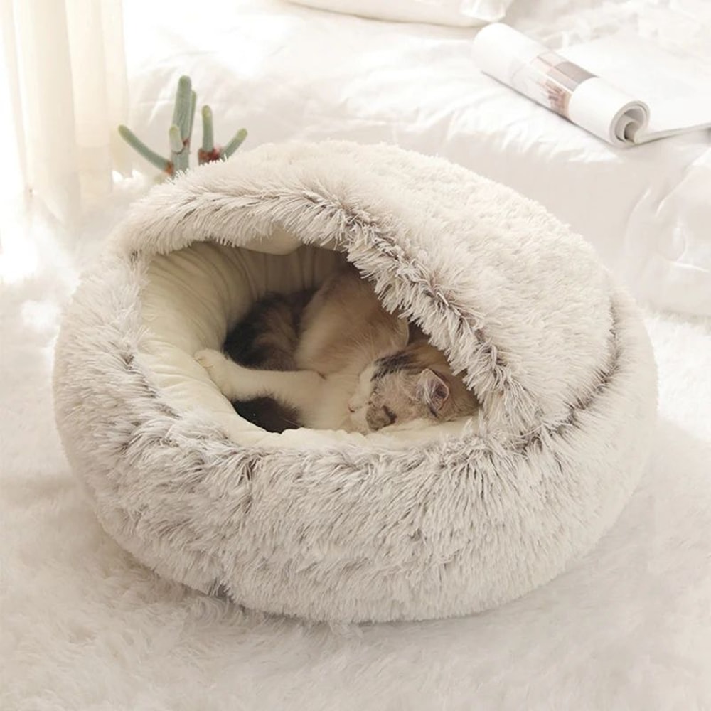 Cozy Covered Plush Pet Bed For Cats Kittens And Small Dogs 1