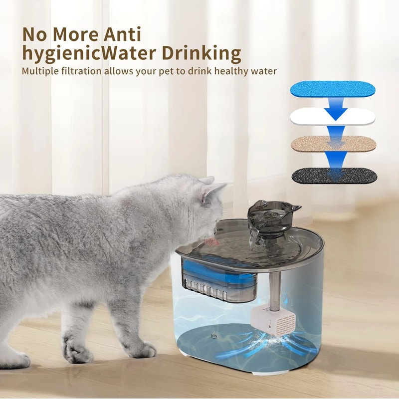 Cat Ear Automatic Pet Water Fountain With Quiet USB Filtration System 4