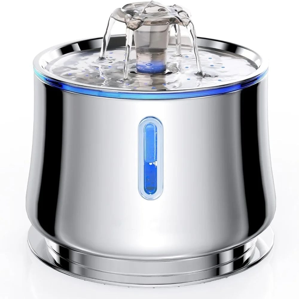 PureFlow Stainless Steel Cat Water Fountain 25L With Water Level Window 0