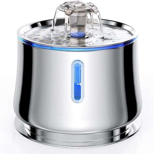 PureFlow Stainless Steel Cat Water Fountain 2.5L with Water Level Window