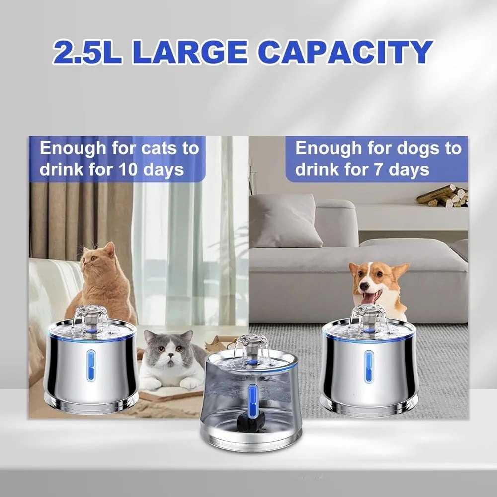 PureFlow Stainless Steel Cat Water Fountain 25L With Water Level Window 4