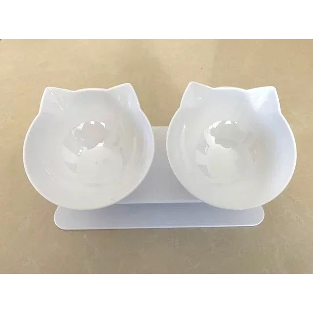 Elevated NonSlip Double Cat Bowl With Stand For Cats Small Dogs 8