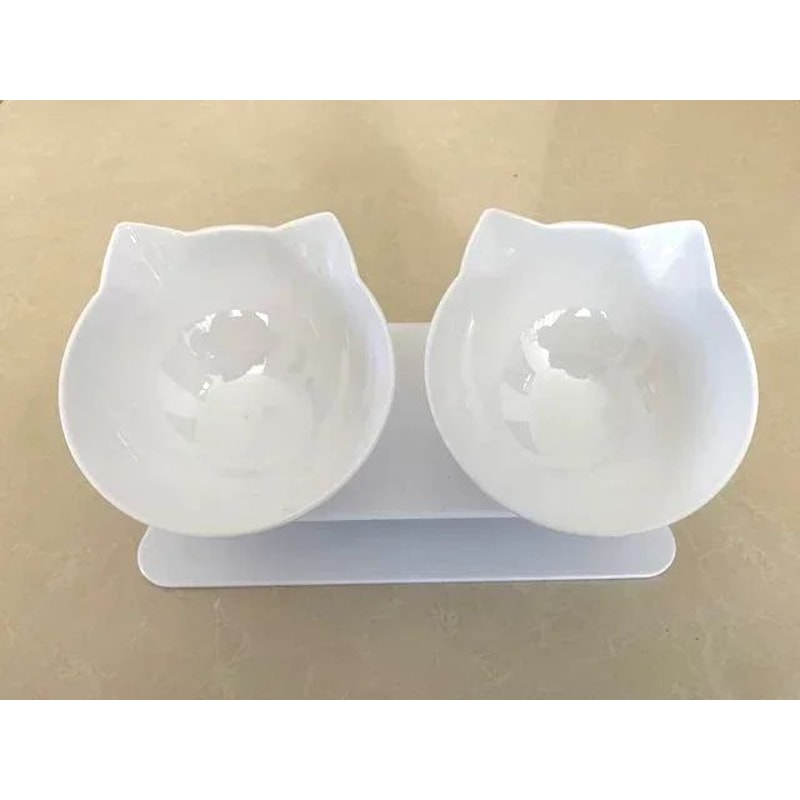 Elevated NonSlip Double Cat Bowl With Stand For Cats Small Dogs 8