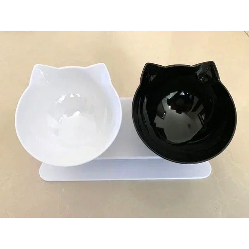 Elevated NonSlip Double Cat Bowl With Stand For Cats Small Dogs 9