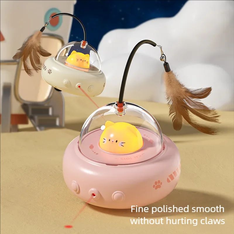 Smart UFO Interactive Cat Toy With Feather Teaser 2