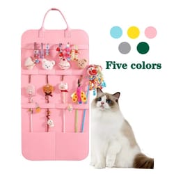hanging cat toy storage bag and cat wand toy holder