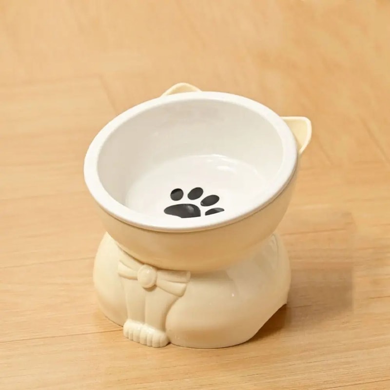 Slanted Ceramic Cat Bowl NonSlip Elevated Pet Feeder 1