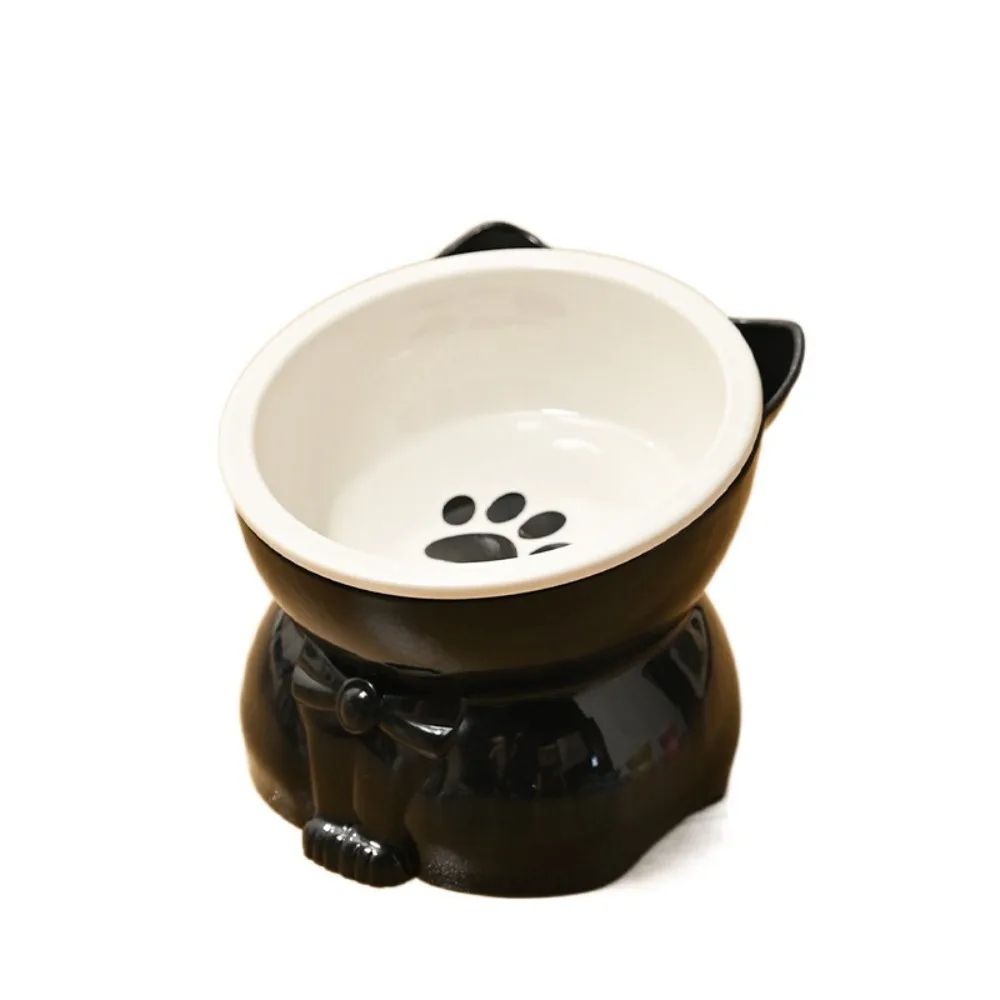 Slanted Ceramic Cat Bowl NonSlip Elevated Pet Feeder 6