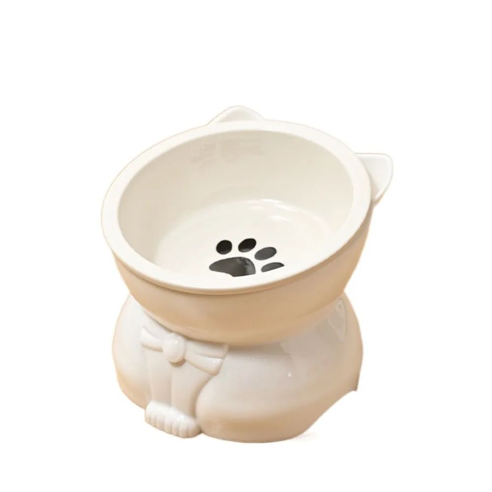 Slanted Ceramic Cat Bowl NonSlip Elevated Pet Feeder 9