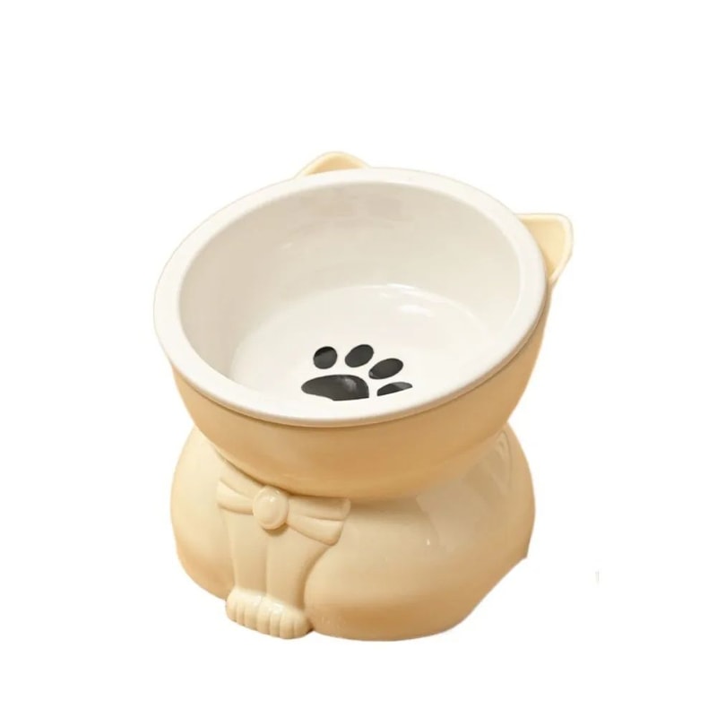 Slanted Ceramic Cat Bowl NonSlip Elevated Pet Feeder 10