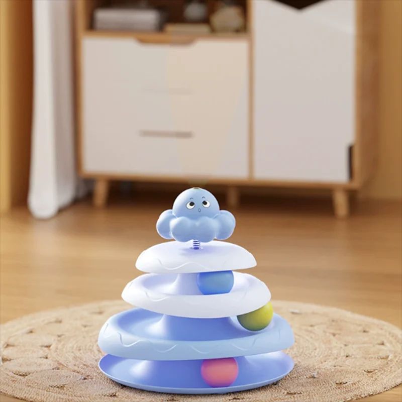3Tier Interactive Cat Toy Turntable With Feather Teaser 11